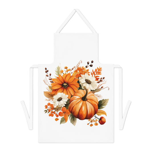 Autumn Floral Adult Apron, Fall Cooking Gift, Thanksgiving Kitchen Wear, Cute Apron for Home Chefs, Harvest Season Home Decor
